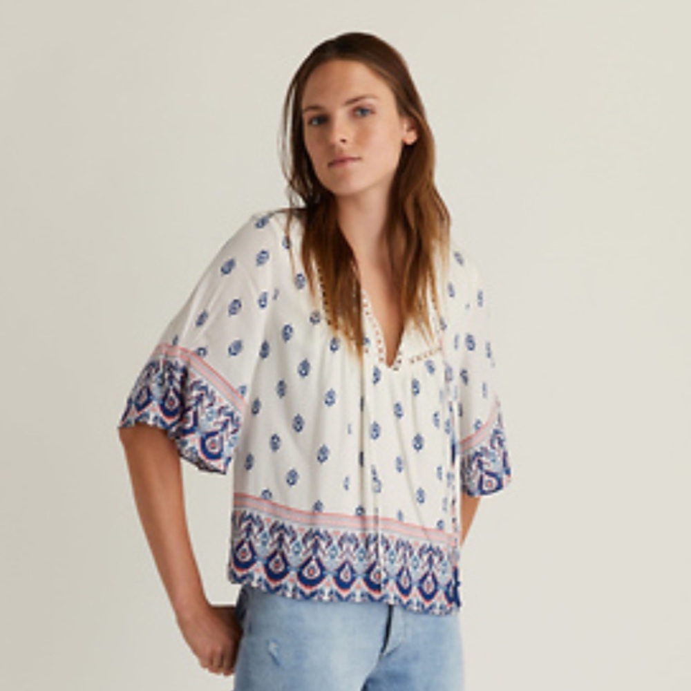 Ella Moss white patterned top
